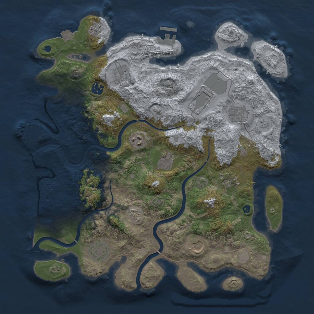 Rust Map: Procedural Map, Size: 3800, Seed: 60681, 16 Monuments