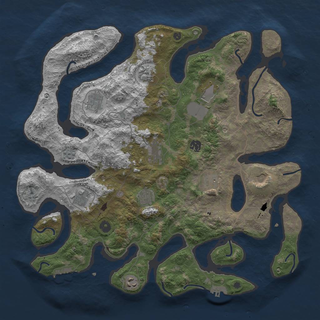 Rust Map: Procedural Map, Size: 4200, Seed: 1354809928, 16 Monuments