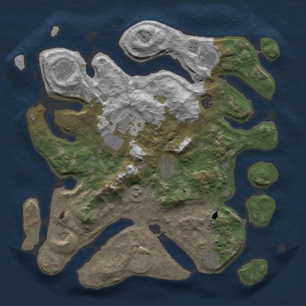 Rust Map: Barren, Size: 4150, Seed: 313131, 13 Monuments