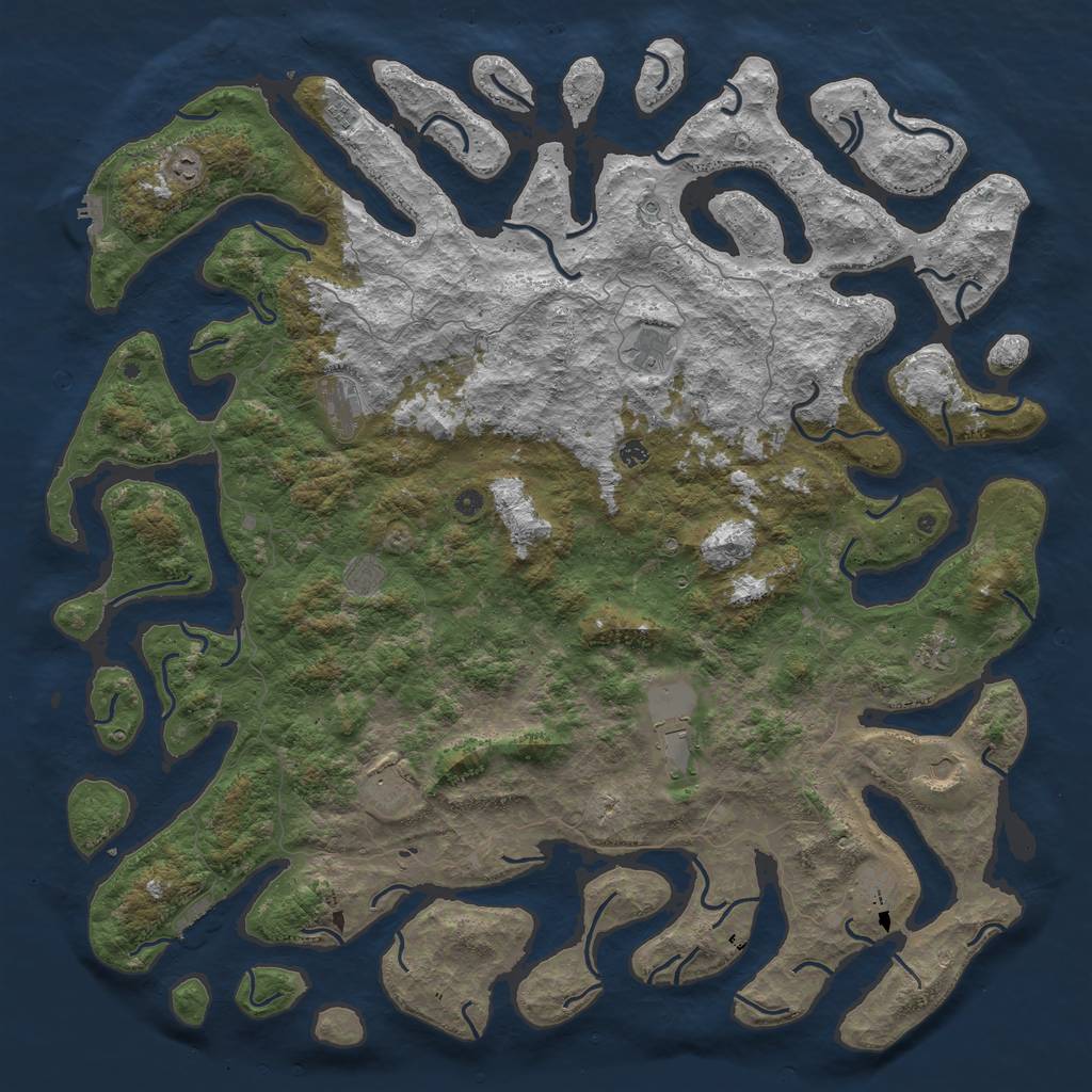 Rust Map: Procedural Map, Size: 6000, Seed: 45234, 16 Monuments