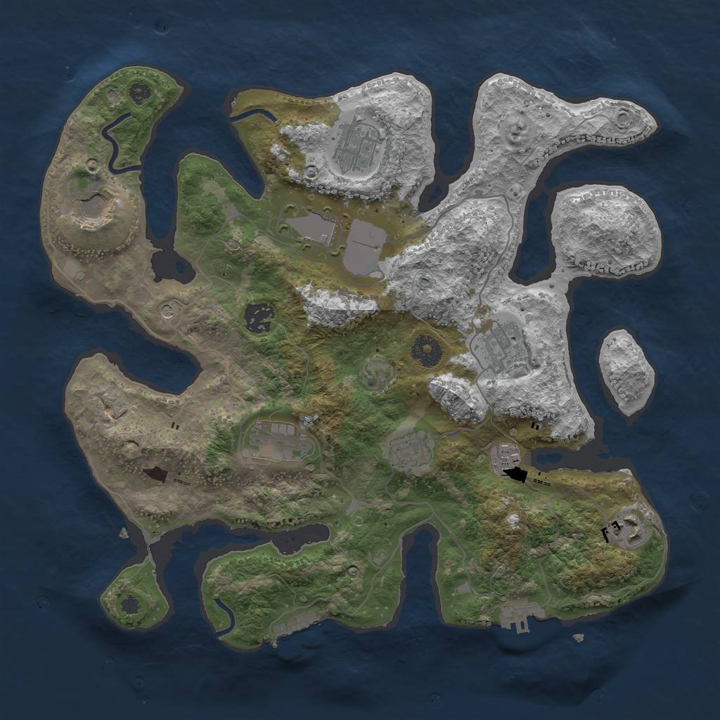 Rust Map: Procedural Map, Size: 3500, Seed: 1995251778, 14 Monuments