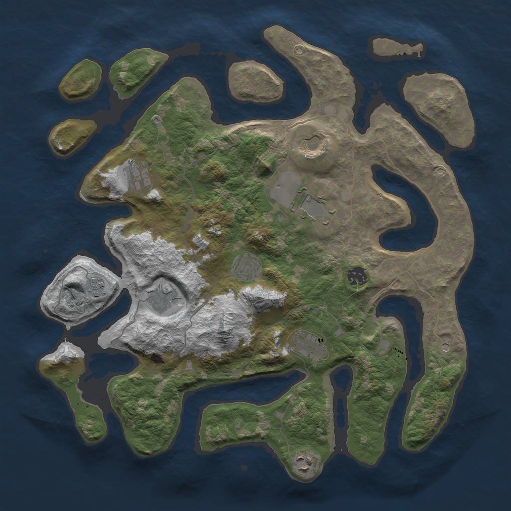 Rust Map: Barren, Size: 4000, Seed: 1726417159, 12 Monuments