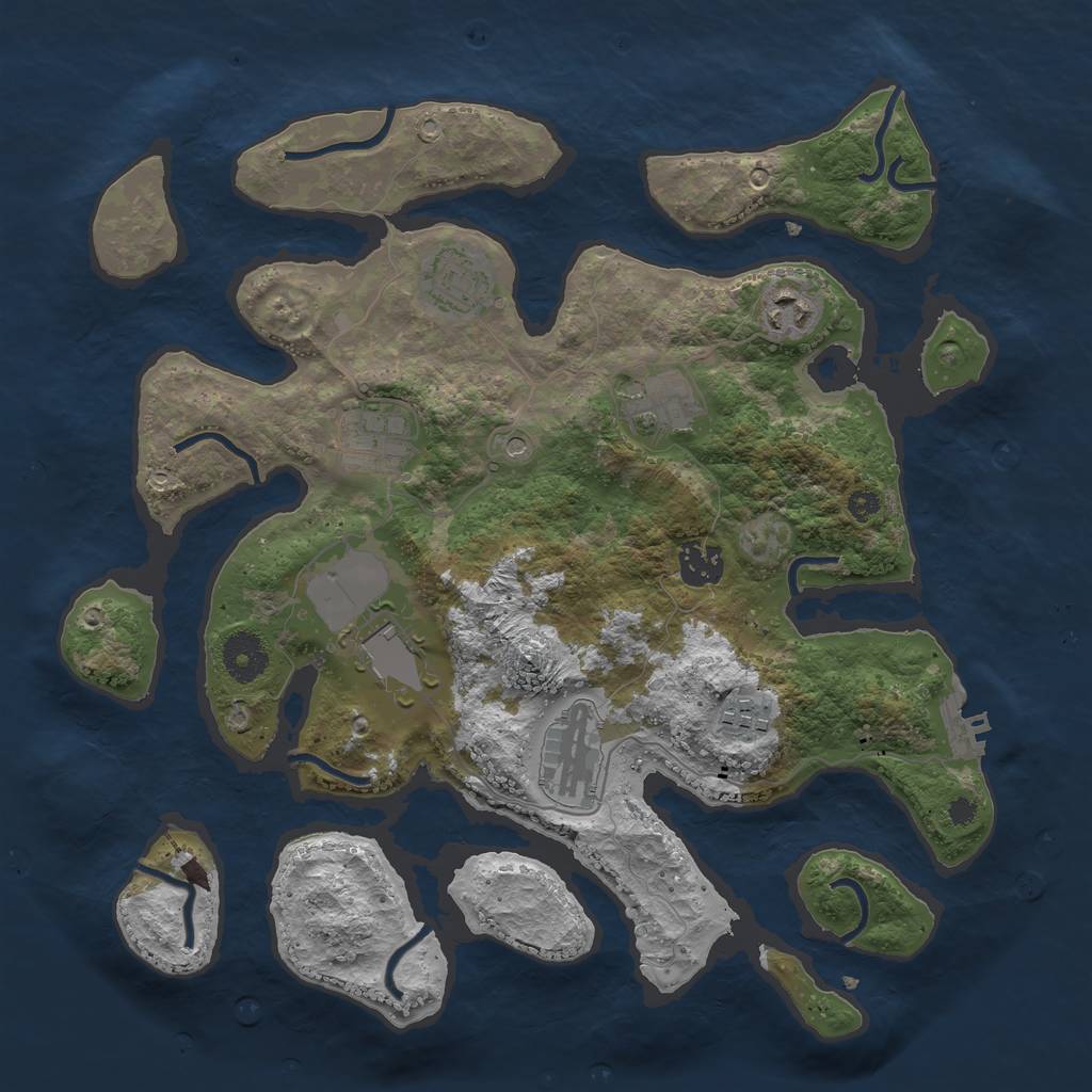 Rust Map: Procedural Map, Size: 3500, Seed: 96324421, 12 Monuments