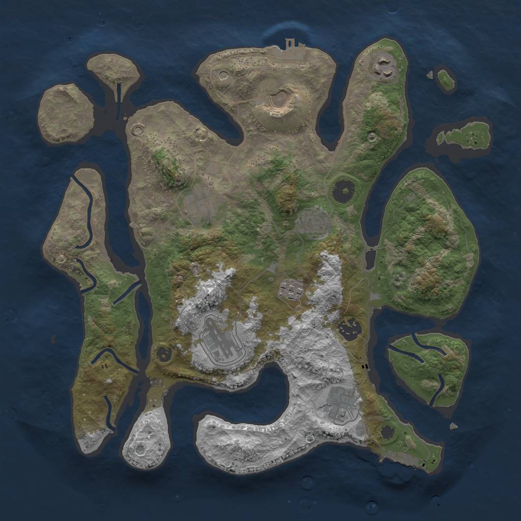 Rust Map: Procedural Map, Size: 3500, Seed: 3500666, 13 Monuments