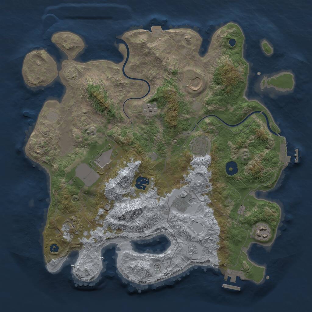 Rust Map: Procedural Map, Size: 3500, Seed: 3500666, 14 Monuments
