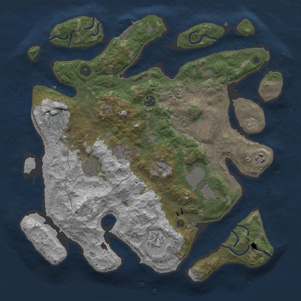 Rust Map: Procedural Map, Size: 4000, Seed: 57482, 13 Monuments