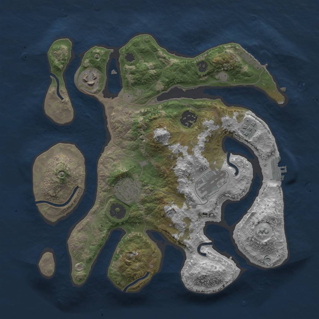 Rust Map: Procedural Map, Size: 3000, Seed: 934155107, 9 Monuments