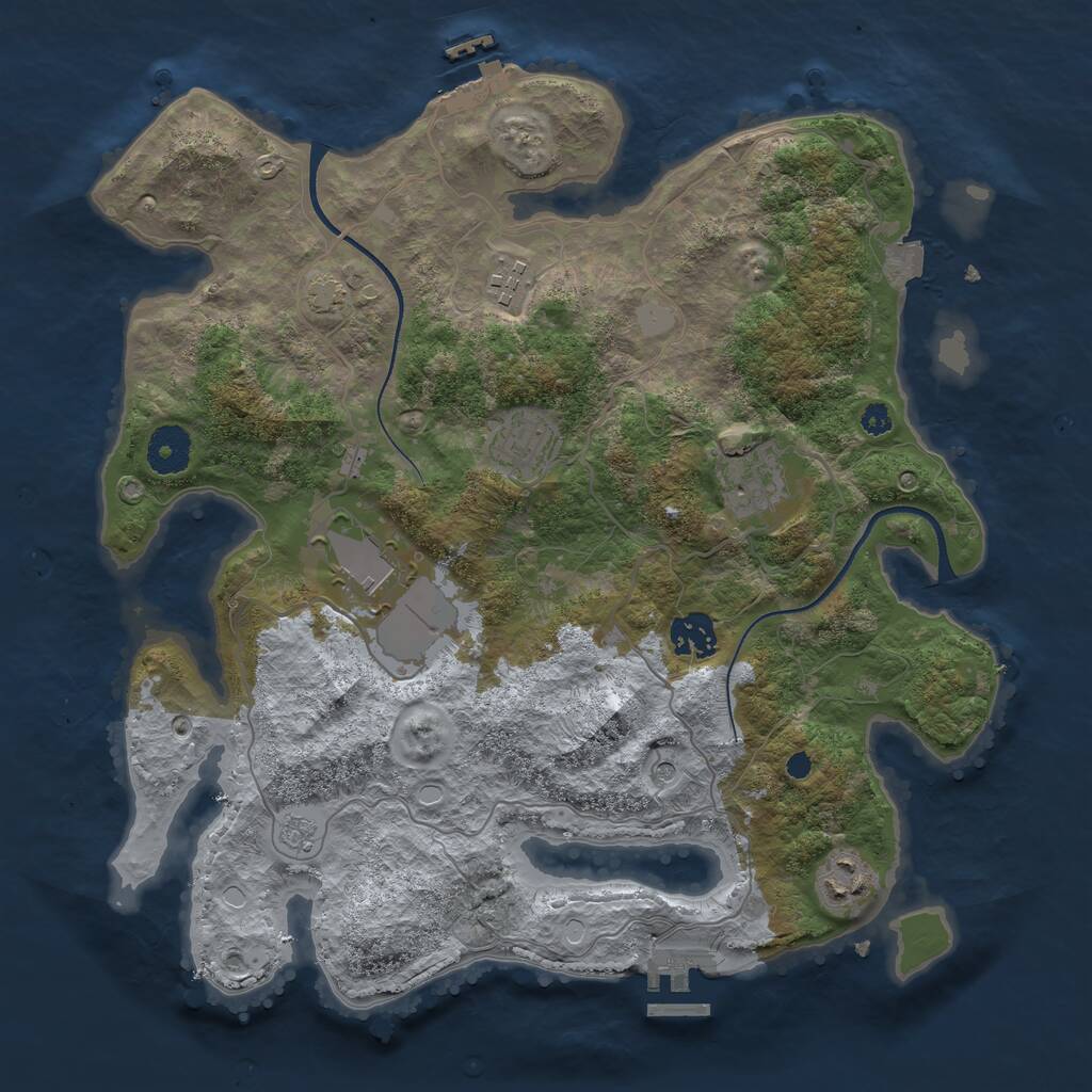 Rust Map: Procedural Map, Size: 3500, Seed: 76948552, 12 Monuments