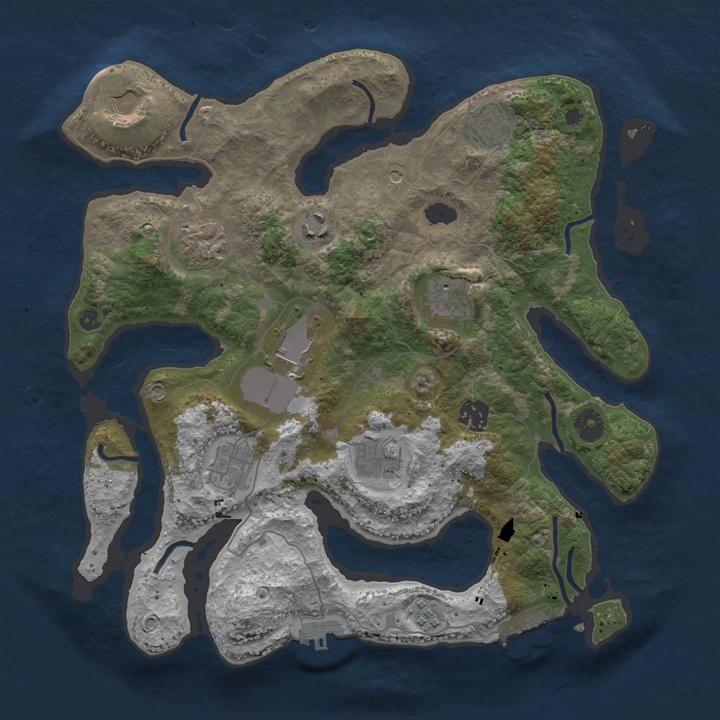 Rust Map: Procedural Map, Size: 3500, Seed: 76948552, 15 Monuments