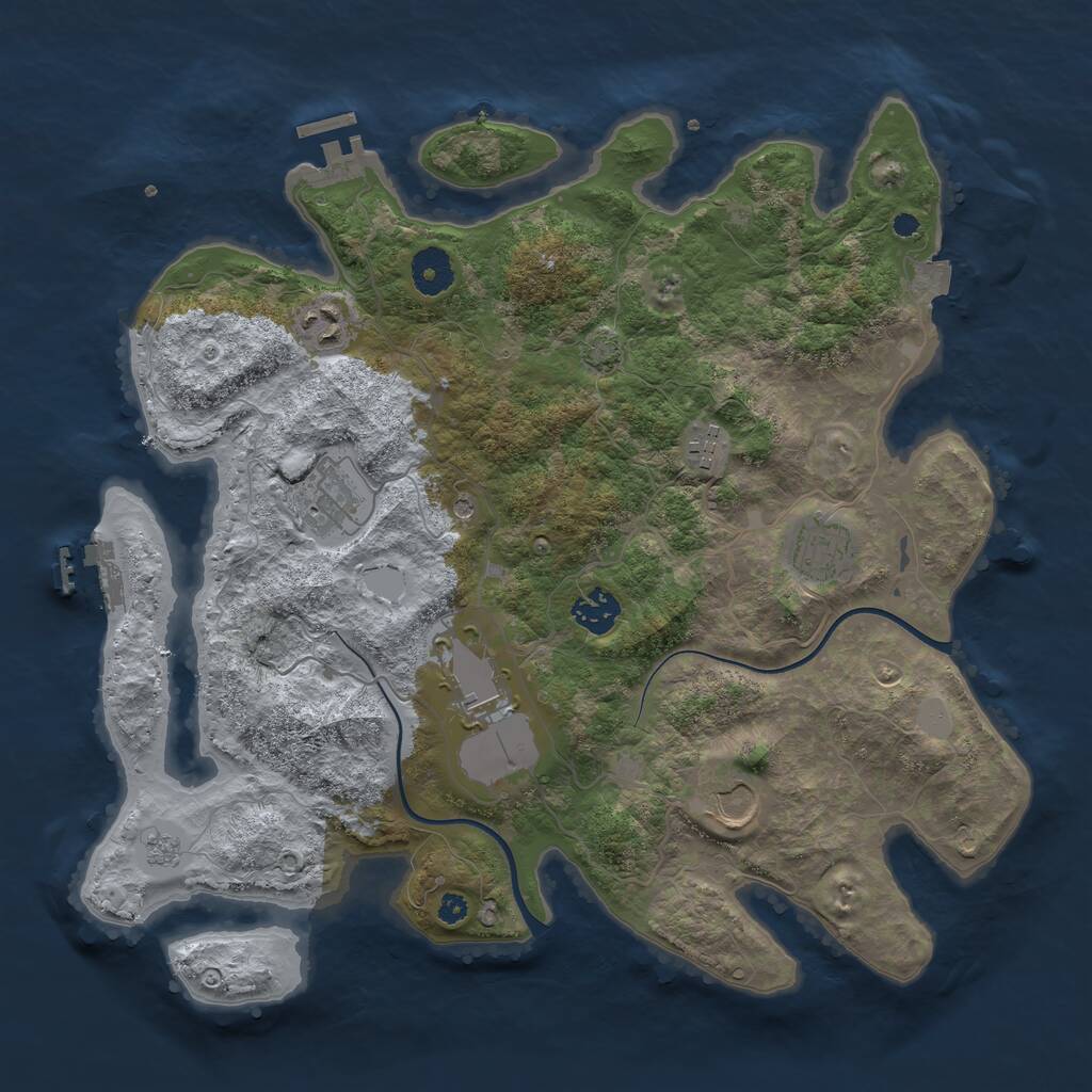 Rust Map: Procedural Map, Size: 3650, Seed: 1249965, 13 Monuments
