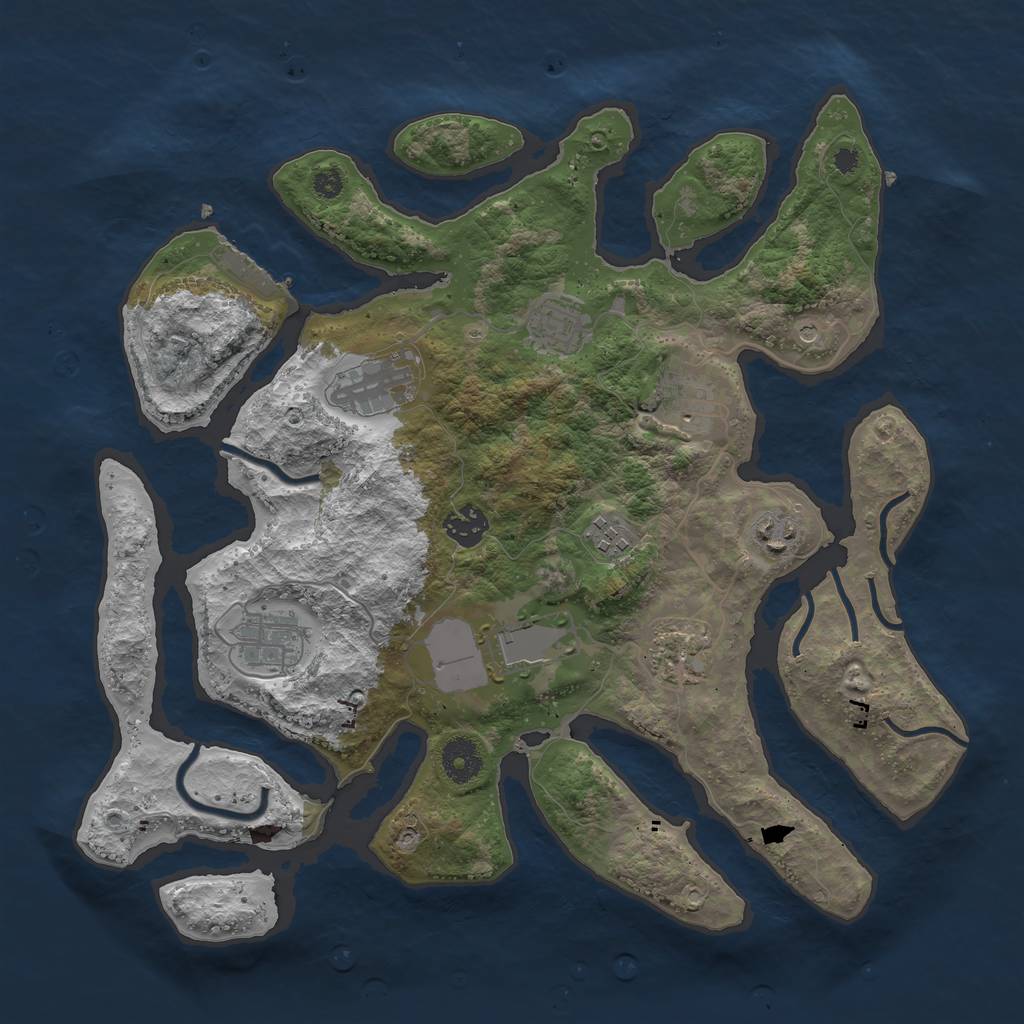 Rust Map: Procedural Map, Size: 3650, Seed: 1249965, 13 Monuments