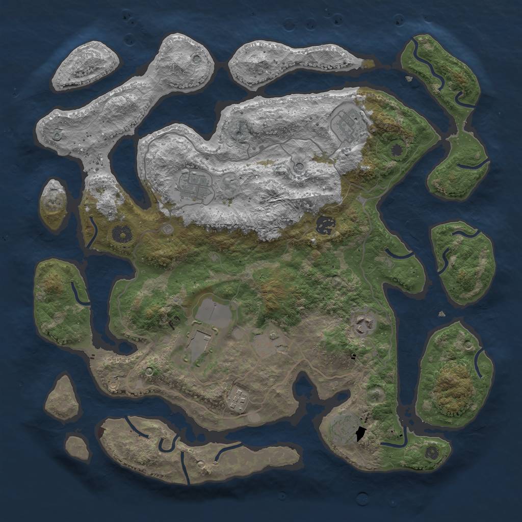 Rust Map: Procedural Map, Size: 4000, Seed: 9562, 11 Monuments