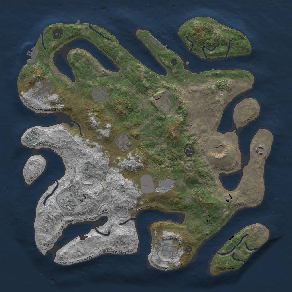 Rust Map: Procedural Map, Size: 4050, Seed: 35954470, 16 Monuments