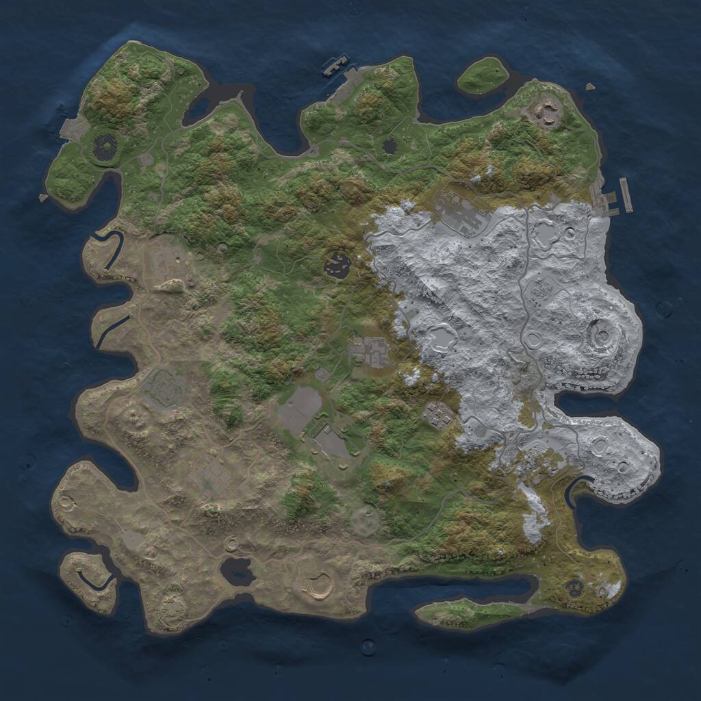 Rust Map: Procedural Map, Size: 4000, Seed: 68465, 17 Monuments