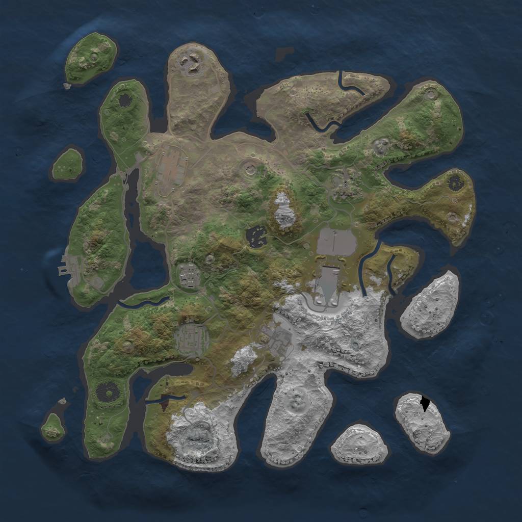 Rust Map: Procedural Map, Size: 3500, Seed: 876984, 12 Monuments