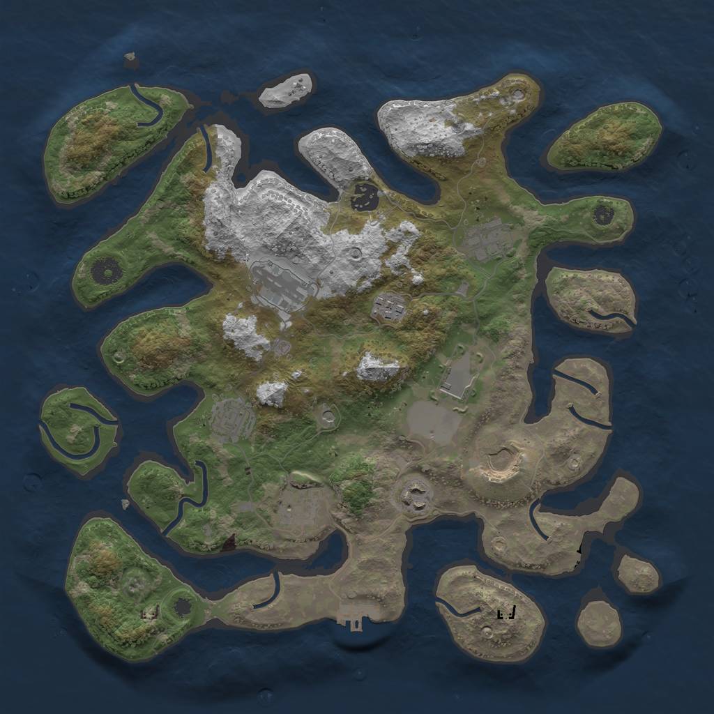 Rust Map: Procedural Map, Size: 3700, Seed: 156662641, 13 Monuments