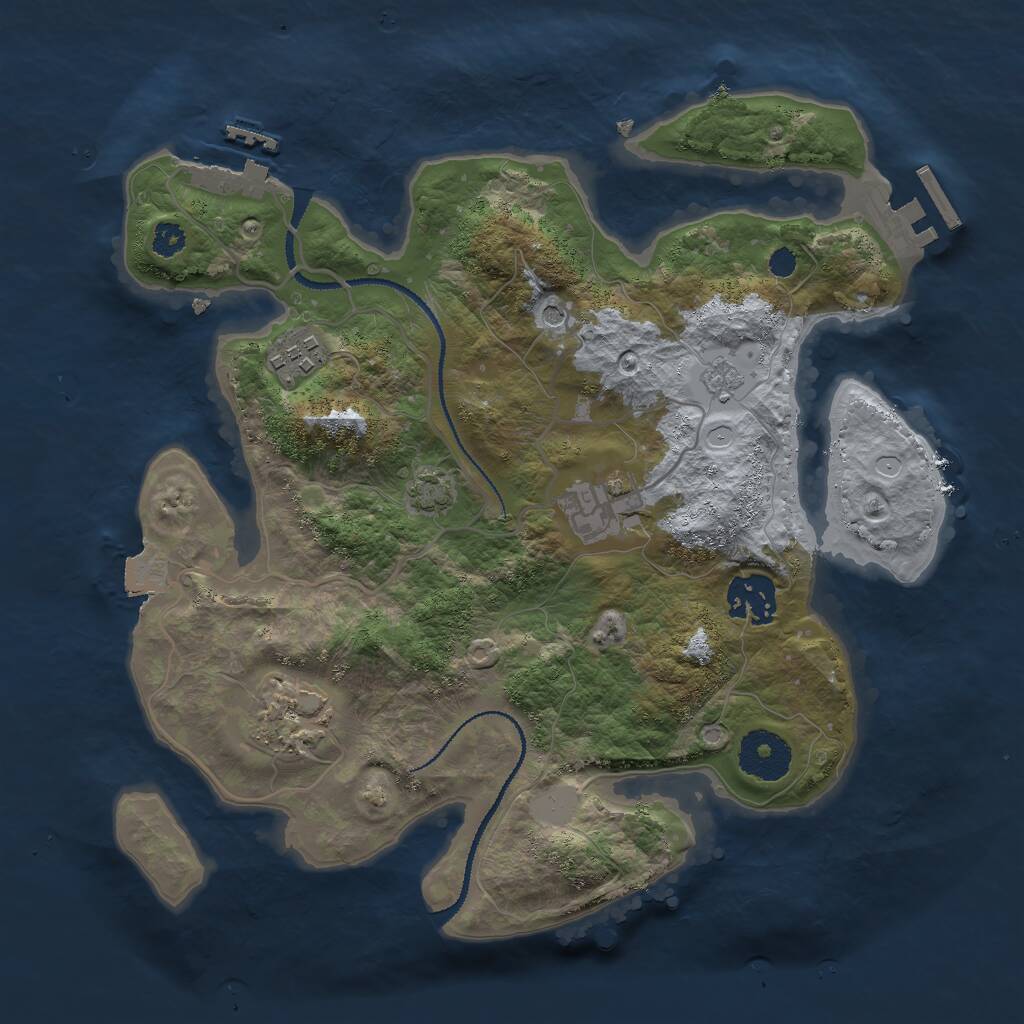 Rust Map: Procedural Map, Size: 3000, Seed: 1596632598, 10 Monuments