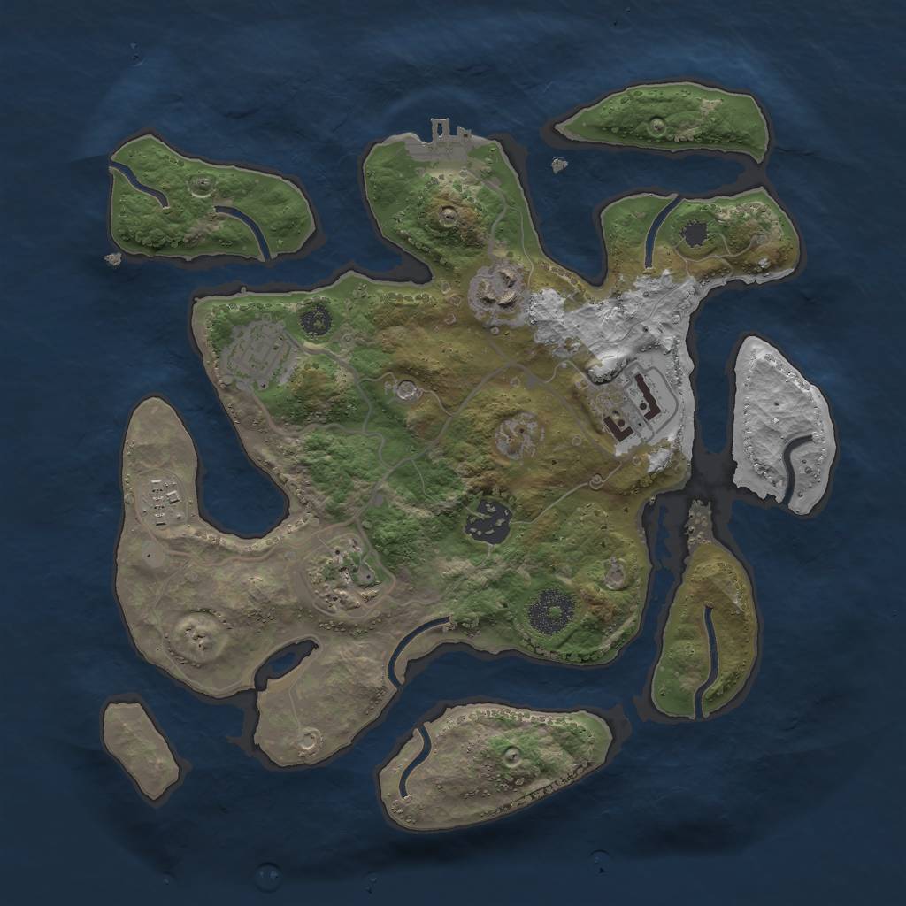 Rust Map: Procedural Map, Size: 3000, Seed: 1596632598, 10 Monuments