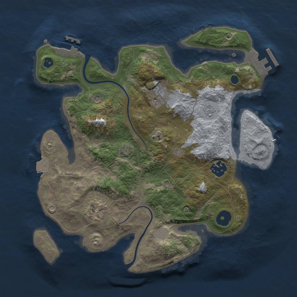 Rust Map: Procedural Map, Size: 3000, Seed: 1596632598, 9 Monuments
