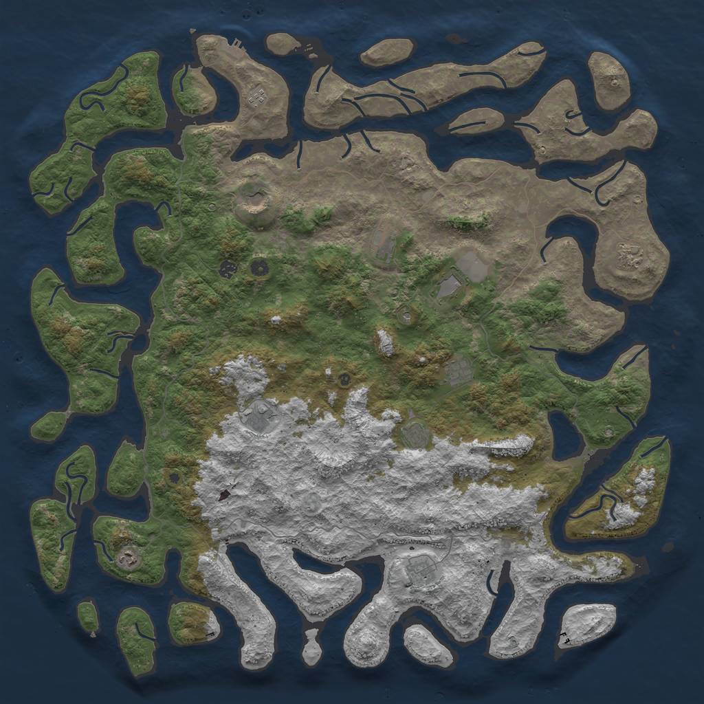 Rust Map: Procedural Map, Size: 6000, Seed: 61287, 15 Monuments