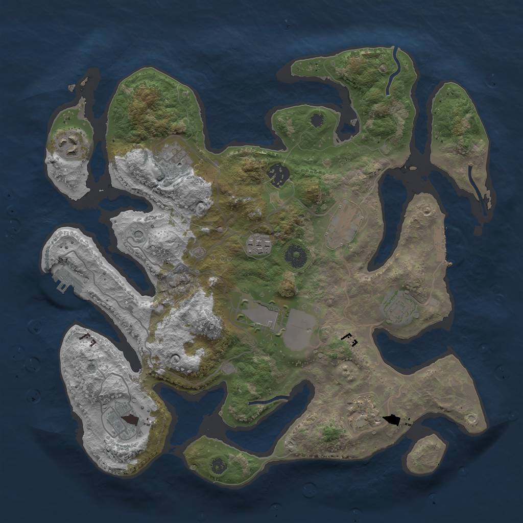 Rust Map: Procedural Map, Size: 3500, Seed: 2040759352, 14 Monuments