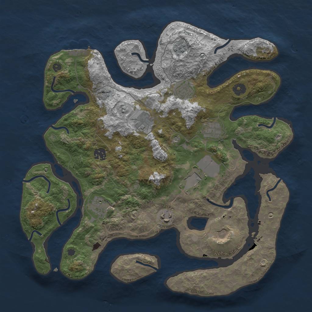 Rust Map: Procedural Map, Size: 3700, Seed: 5674984, 13 Monuments