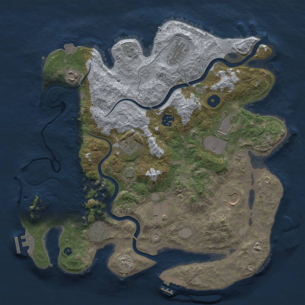 Rust Map: Procedural Map, Size: 3700, Seed: 5674984, 15 Monuments