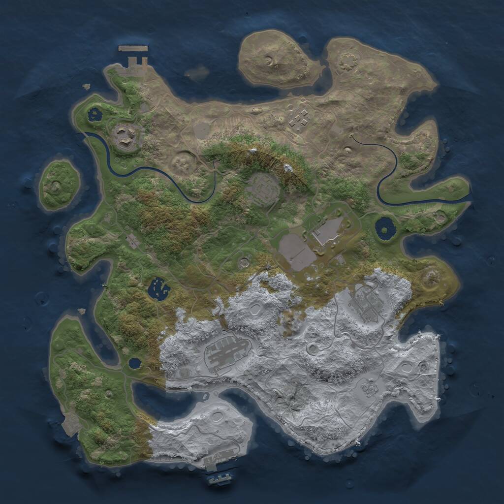 Rust Map: Procedural Map, Size: 3500, Seed: 100022090, 13 Monuments