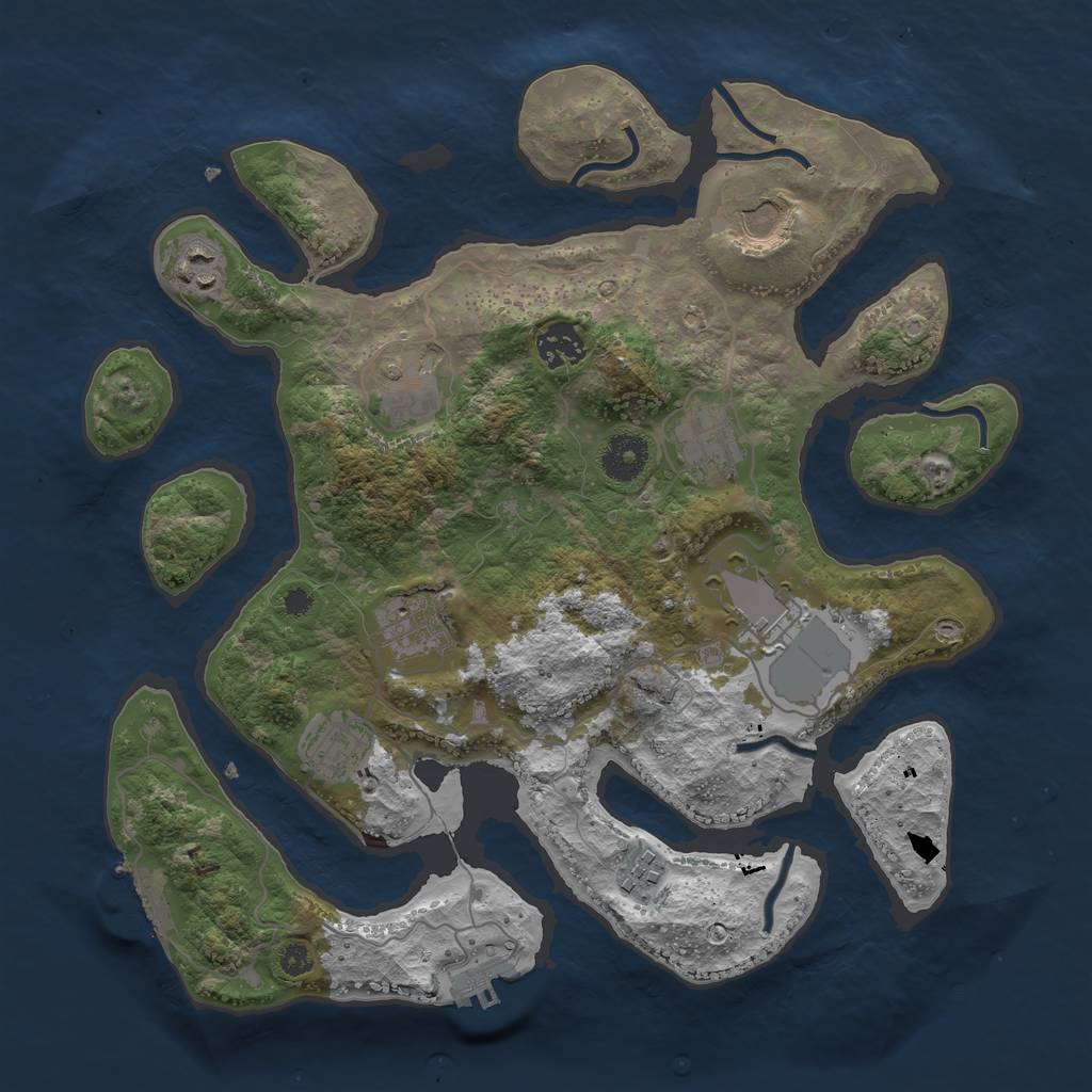 Rust Map: Procedural Map, Size: 3500, Seed: 100022090, 13 Monuments