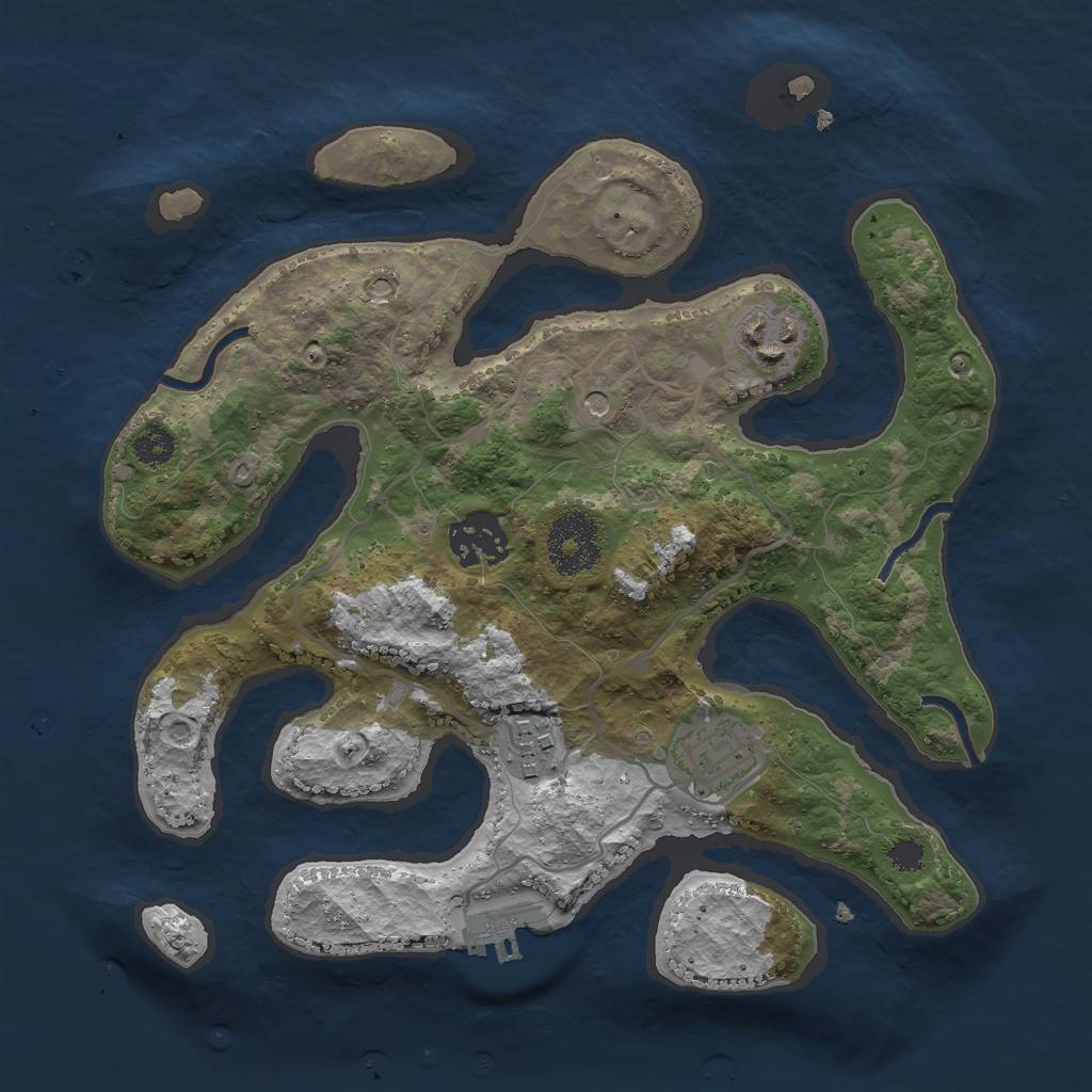 Rust Map: Procedural Map, Size: 2800, Seed: 335, 8 Monuments