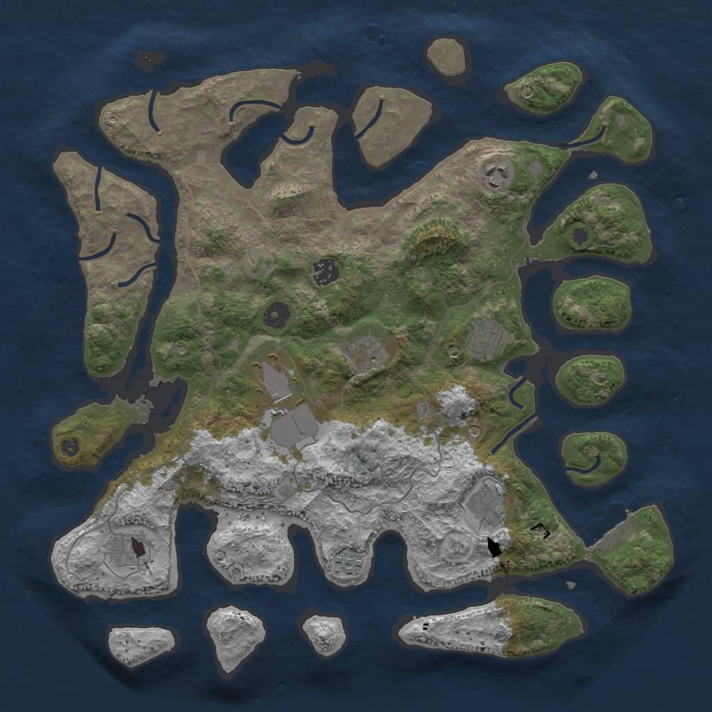 Rust Map: Procedural Map, Size: 4000, Seed: 2060690702, 12 Monuments