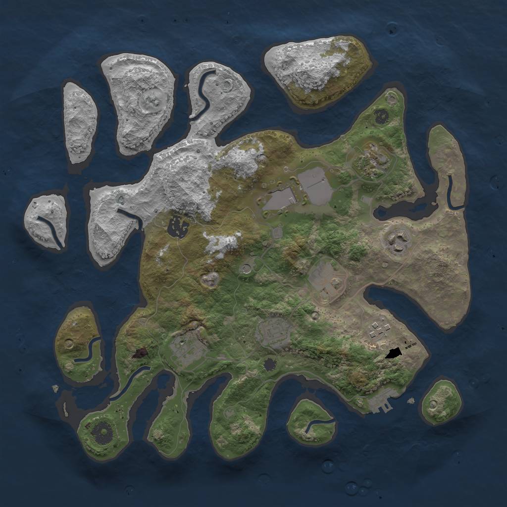 Rust Map: Procedural Map, Size: 3500, Seed: 754819910, 12 Monuments