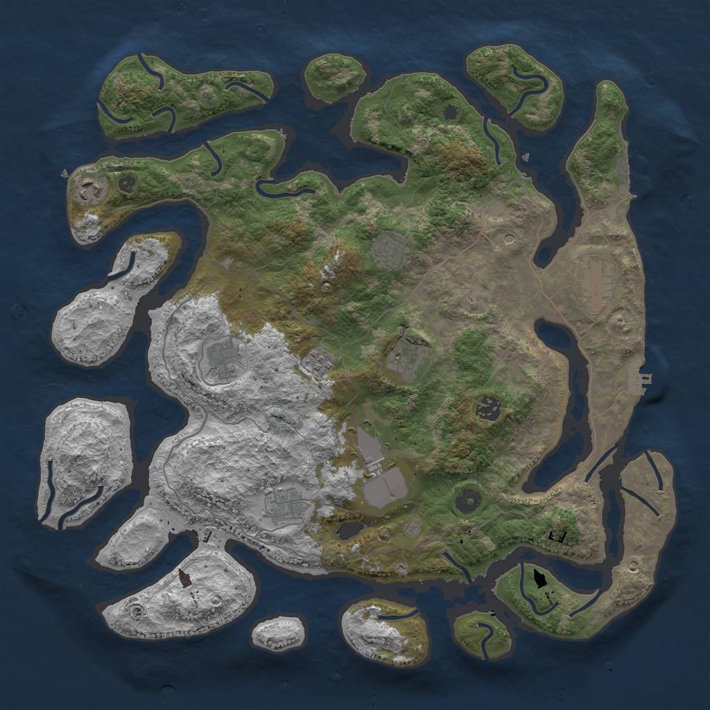 Rust Map: Procedural Map, Size: 4250, Seed: 310527, 14 Monuments