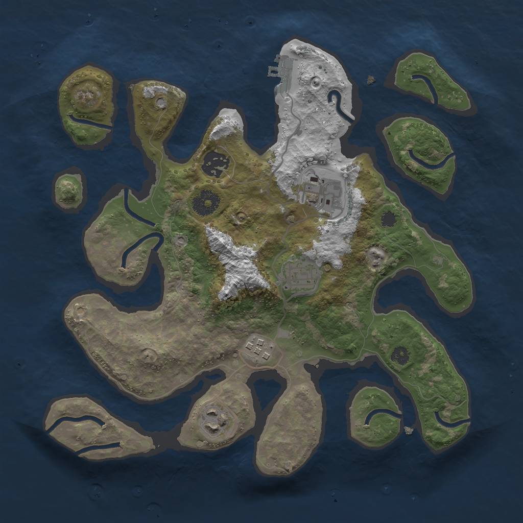 Rust Map: Procedural Map, Size: 3000, Seed: 485149, 8 Monuments