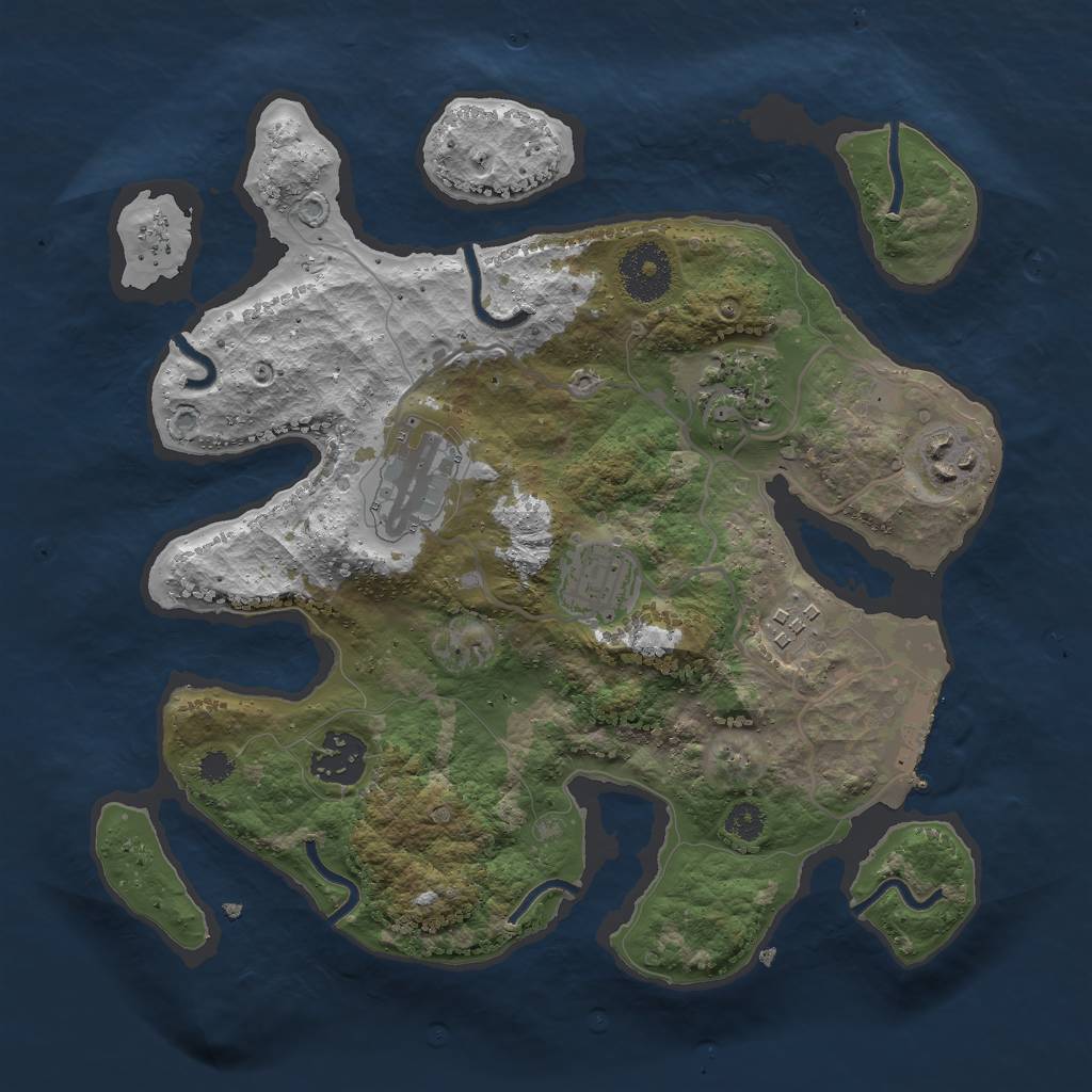 Rust Map: Procedural Map, Size: 3000, Seed: 769737, 9 Monuments