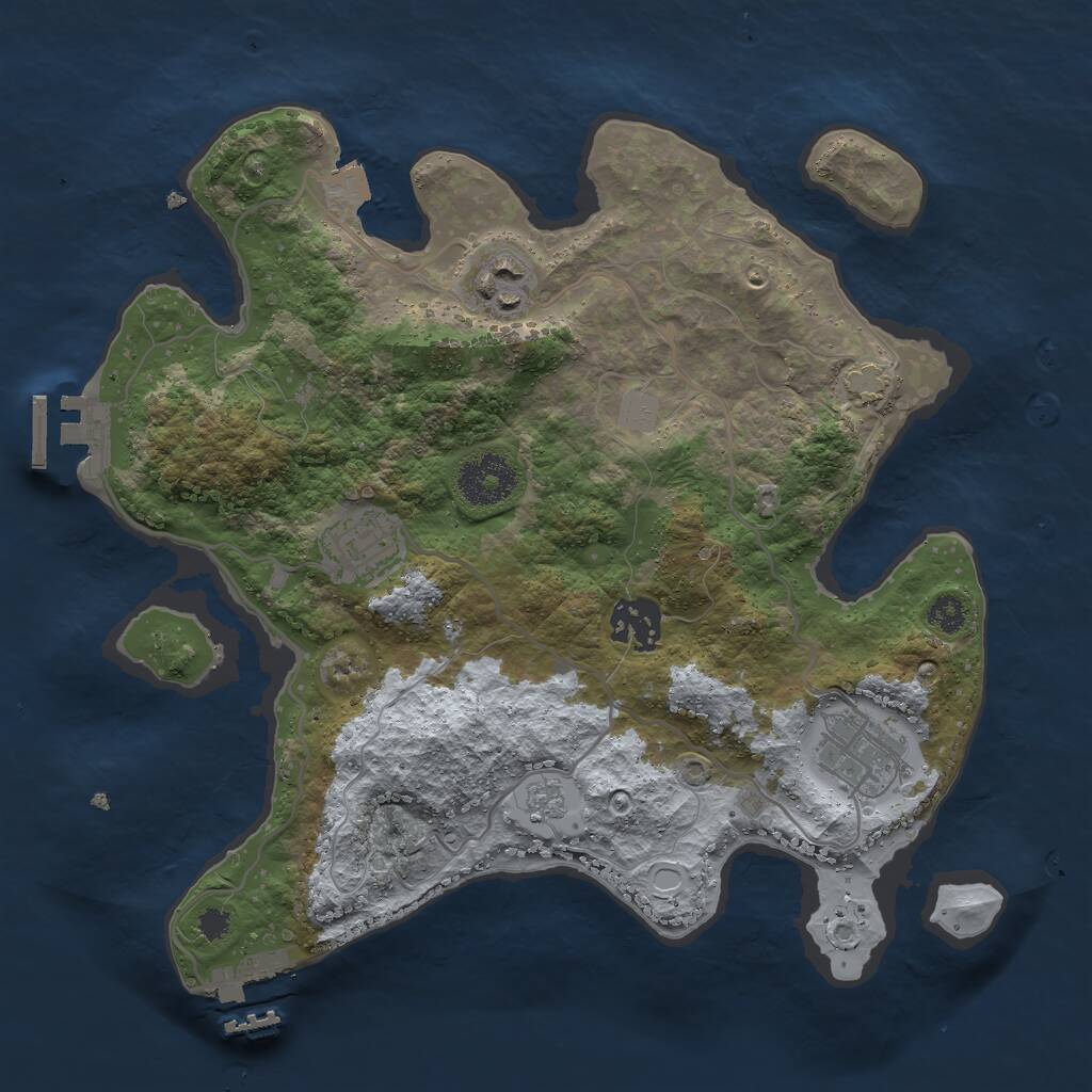 Rust Map: Procedural Map, Size: 3000, Seed: 388001, 9 Monuments