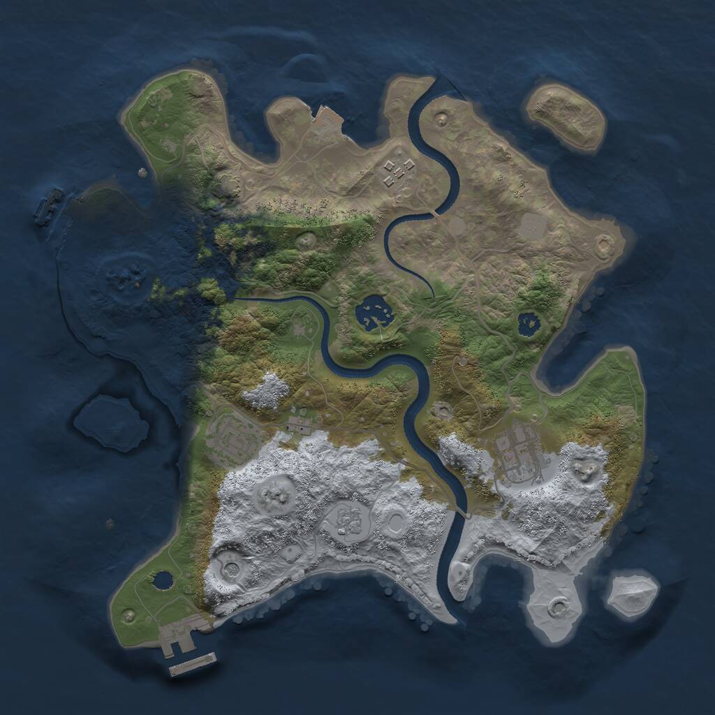 Rust Map: Procedural Map, Size: 3000, Seed: 388001, 10 Monuments