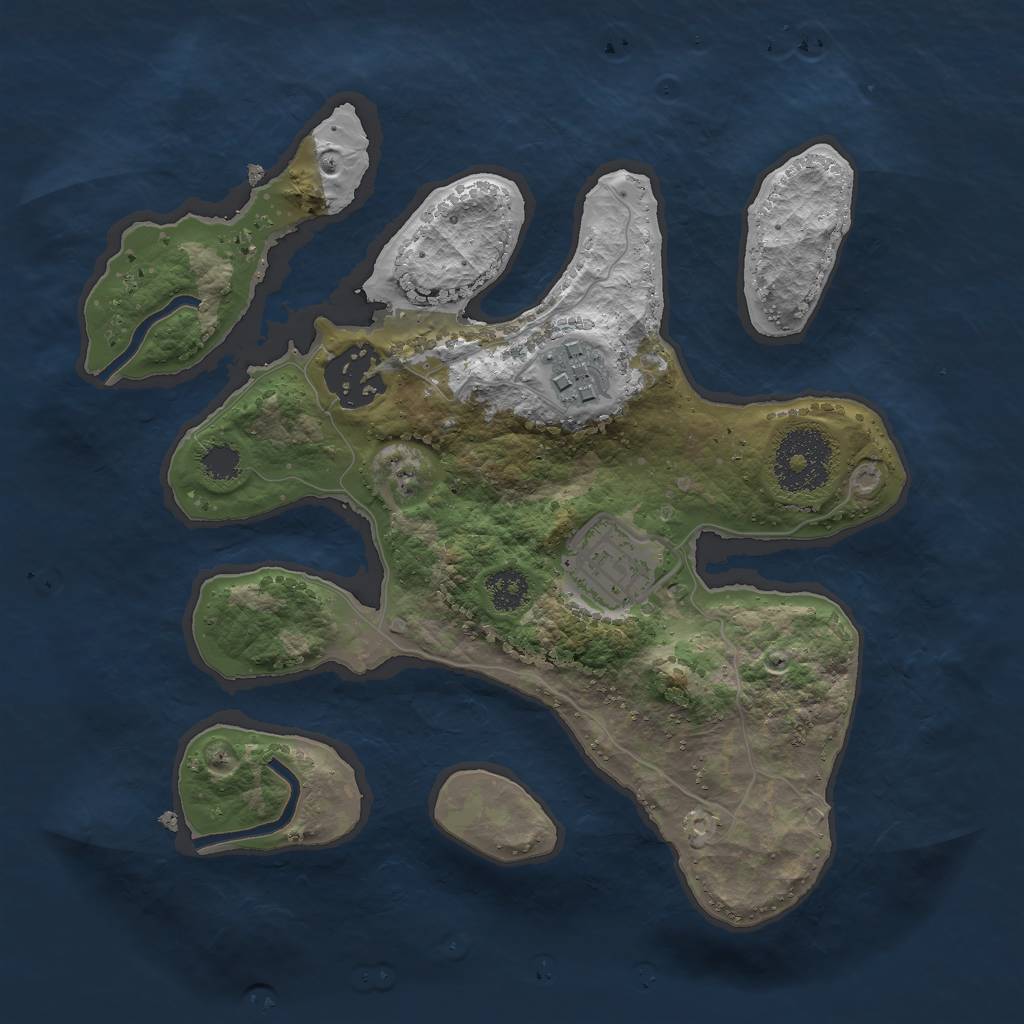 Rust Map: Procedural Map, Size: 2500, Seed: 220, 5 Monuments