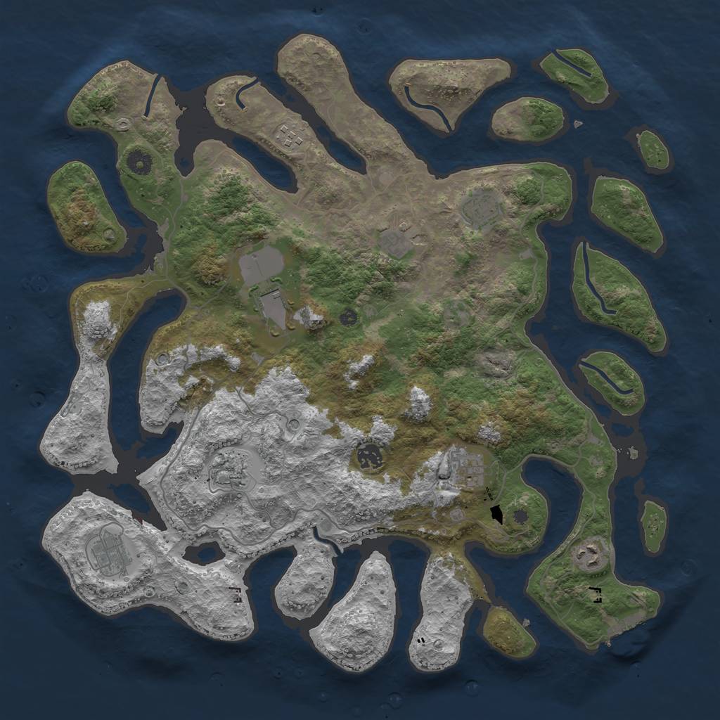 Rust Map: Procedural Map, Size: 4250, Seed: 667146, 13 Monuments