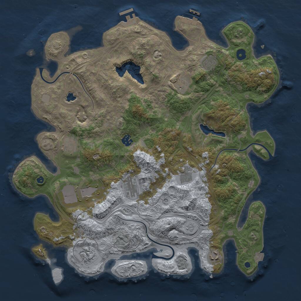 Rust Map: Procedural Map, Size: 4250, Seed: 600628, 16 Monuments