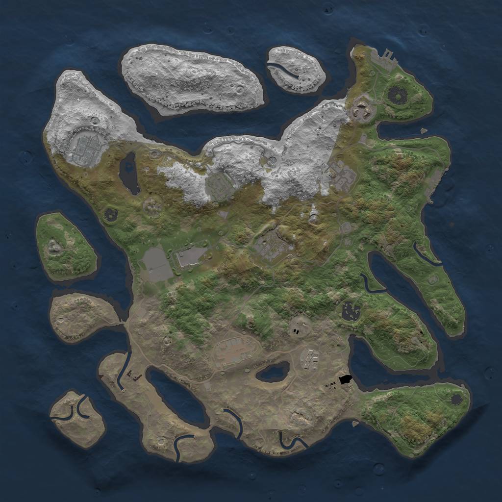 Rust Map: Procedural Map, Size: 3850, Seed: 669831651, 14 Monuments