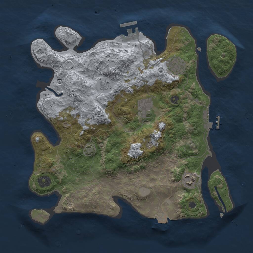 Rust Map: Procedural Map, Size: 3000, Seed: 695349, 9 Monuments