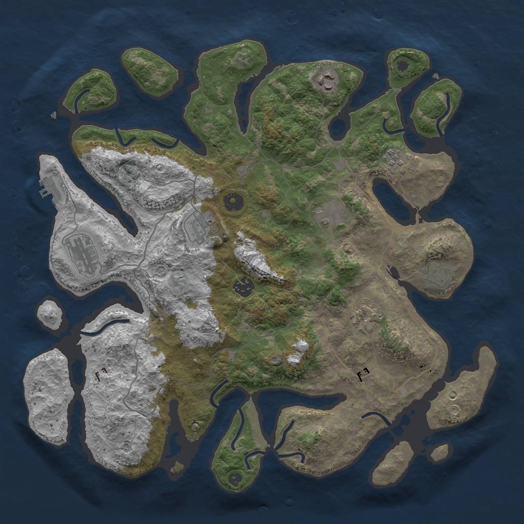 Rust Map: Procedural Map, Size: 4000, Seed: 4567, 12 Monuments
