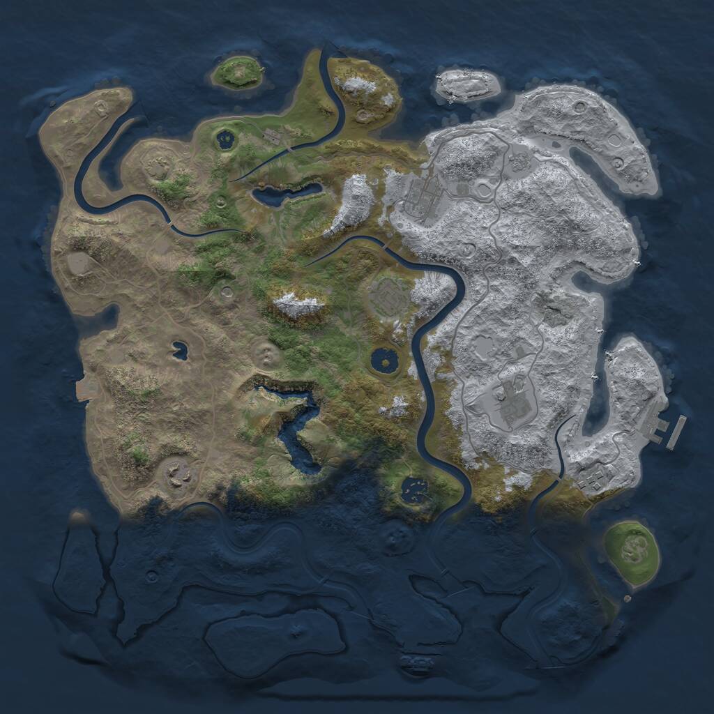 Rust Map: Procedural Map, Size: 4000, Seed: 3084, 12 Monuments