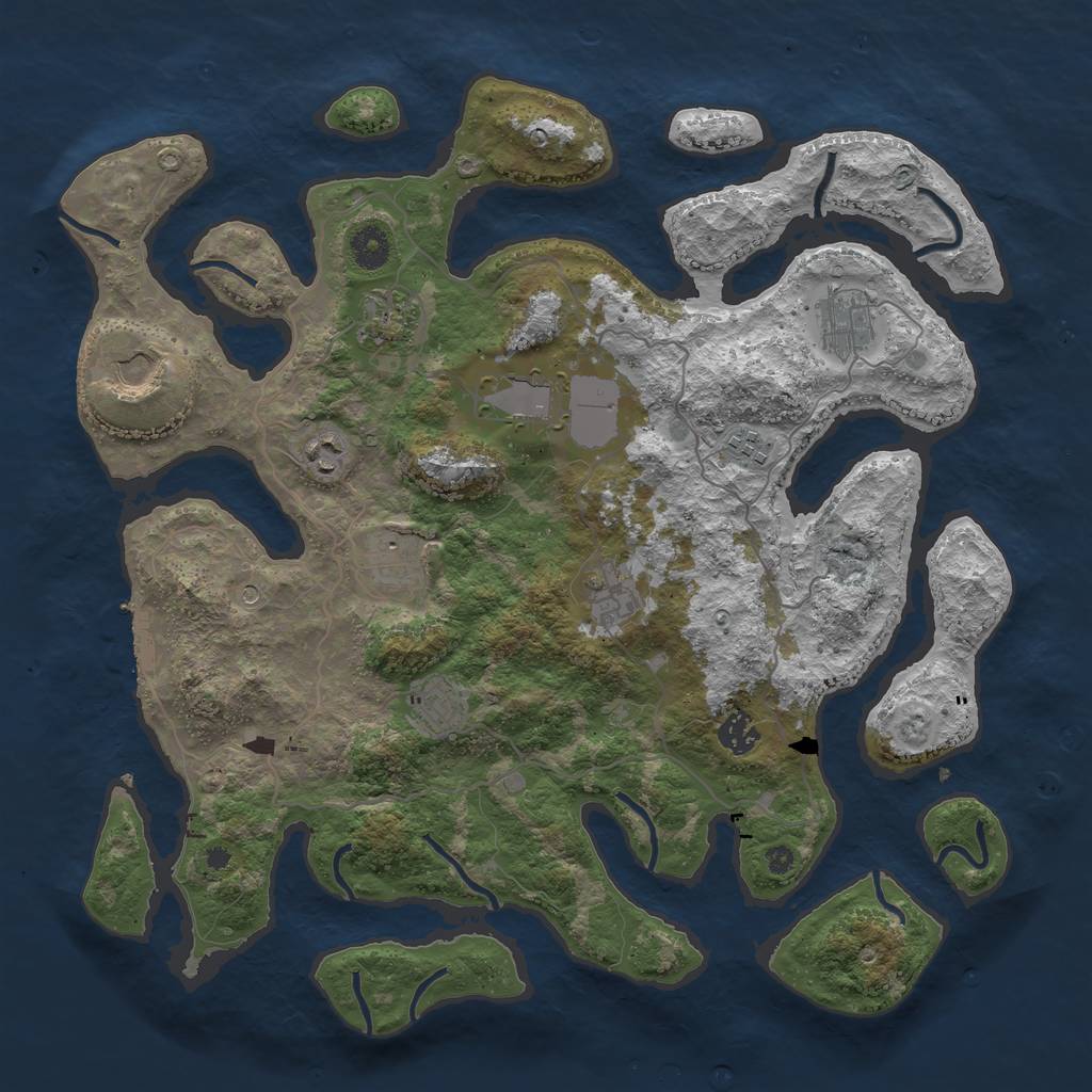 Rust Map: Procedural Map, Size: 4000, Seed: 3084, 14 Monuments