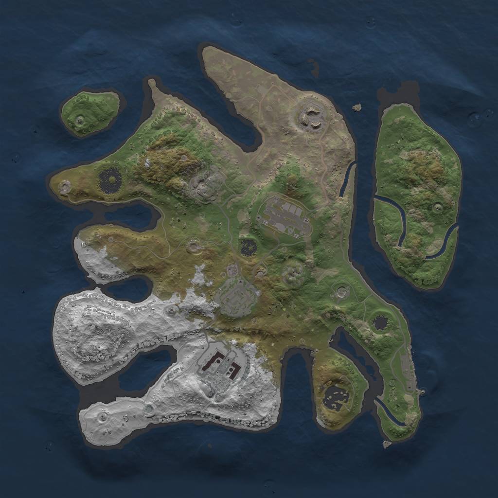 Rust Map: Procedural Map, Size: 3000, Seed: 813976, 9 Monuments