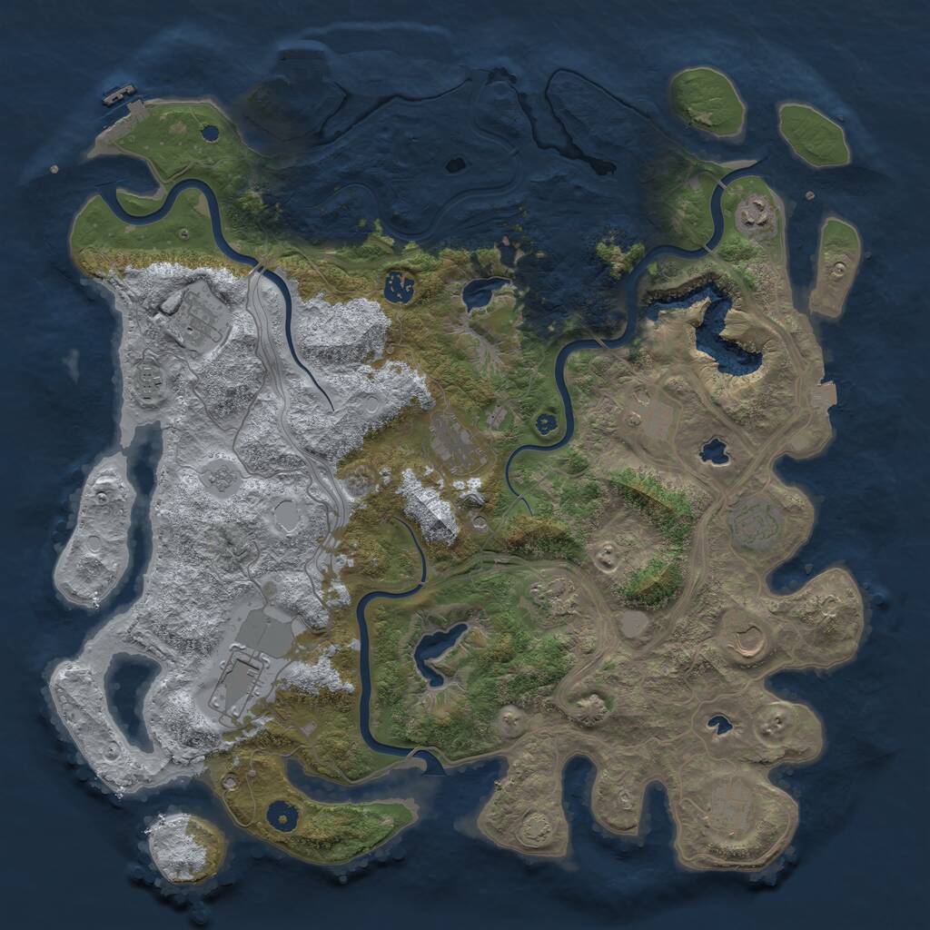 Rust Map: Procedural Map, Size: 4500, Seed: 8834, 17 Monuments