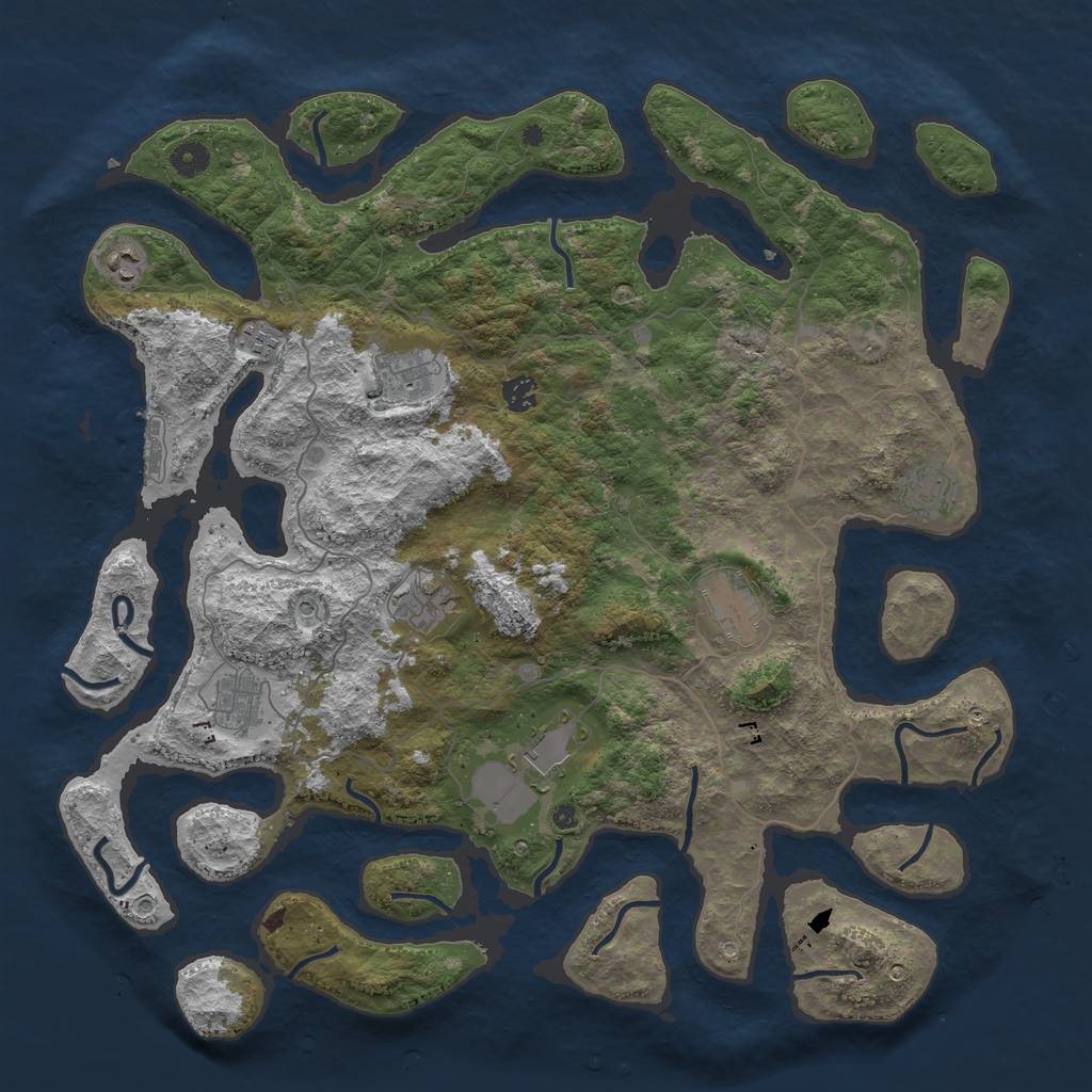 Rust Map: Procedural Map, Size: 4500, Seed: 8834, 13 Monuments