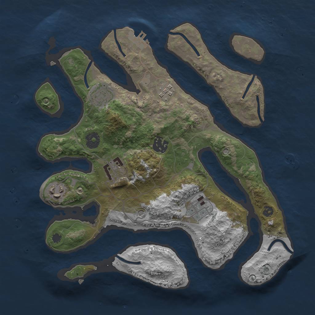 Rust Map: Procedural Map, Size: 3000, Seed: 1396189445, 10 Monuments