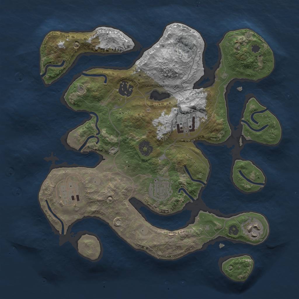 Rust Map: Procedural Map, Size: 3000, Seed: 904046713, 7 Monuments